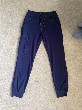 Jaanuu Navy Drawstring Jogger Scrub Pants